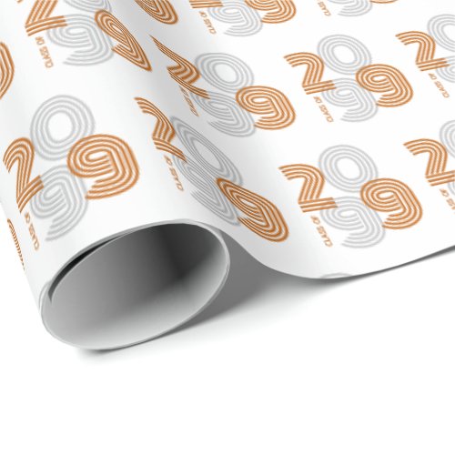 Burnt Orange Retro Big Numbers Class of Wrapping Paper