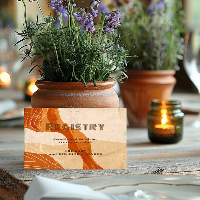 Burnt orange retro Wedding Shower Gift Registry Enclosure Card (Creator Uploaded)