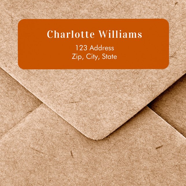 Burnt orange return address label (Creator Uploaded)