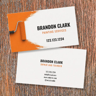 Burnt Orange Roller with Torn Paint Edge Painting Business Card