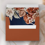 Burnt Orange Roses Terracotta Floral Navy Blue Envelope<br><div class="desc">Elegant terracotta theme envelope featuring beautiful earthy flowers bouquet.</div>