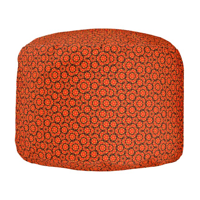 Burnt orange round ottoman pouf pattern (Left)