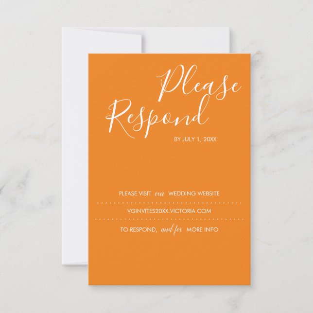 Burnt Orange RSVP Card, Wedding Website (Front)