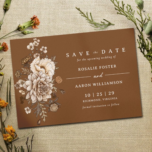 Burnt Orange Rust | Moody Fall Boho Wedding Save The Date (Creator Uploaded)