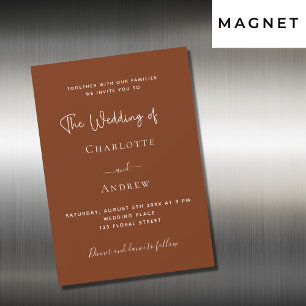 Burnt orange rust script luxury wedding magnetic invitation