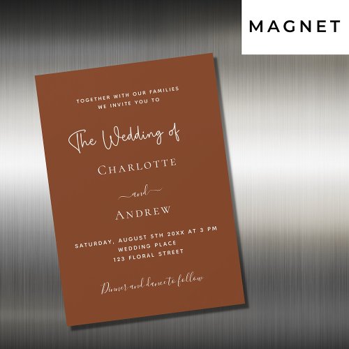 Burnt orange rust script luxury wedding magnetic invitation