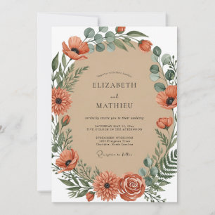 Burnt Orange Rustic Autumnal Wedding Invitation