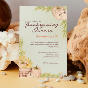 Burnt Orange Rustic Farmhouse Thanksgiving Invitation