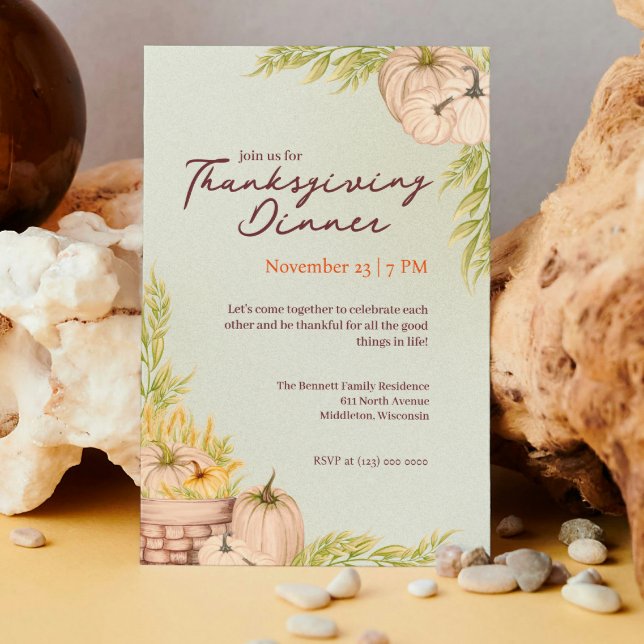 Burnt Orange Rustic Farmhouse Thanksgiving Invitation (Creator Uploaded)