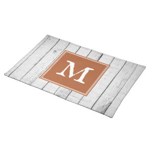 Burnt Orange Rustic Monogram Placemat