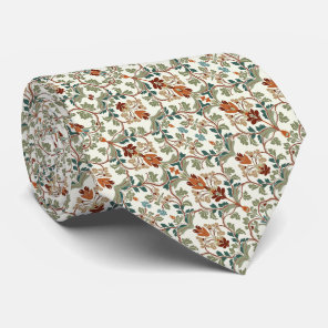 Burnt Orange, Sage & Teal Floral Art Deco Pattern Neck Tie