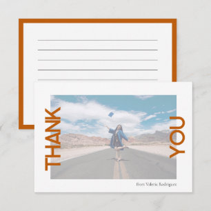 Burnt Orange School Color Photo Thank You Card