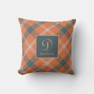 Burnt Orange Scottish Tartan Plaid Monogram Fall
