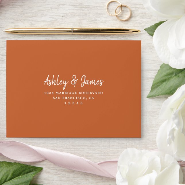 Burnt Orange Self-Addressed RSVP Envelope (Wedding)