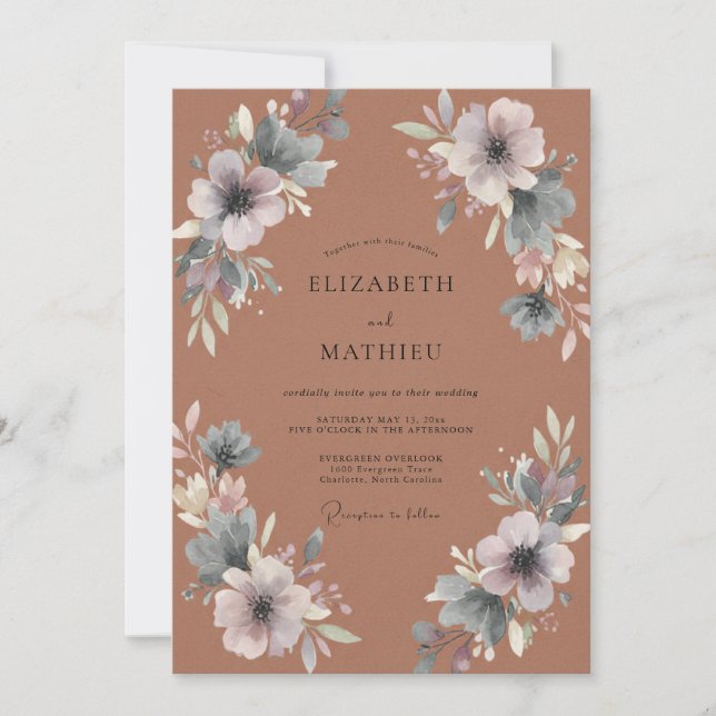 Burnt Orange Serene Autumnal Wedding Invitation (Front)