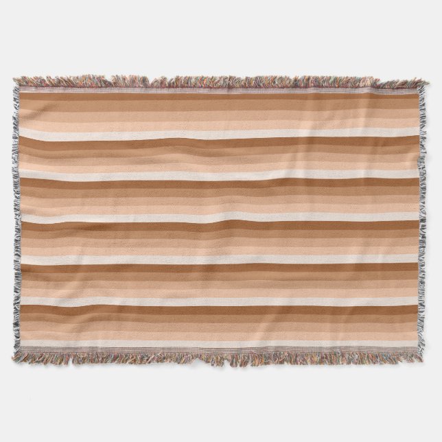 Burnt orange shadow stripes throw blanket (Front)