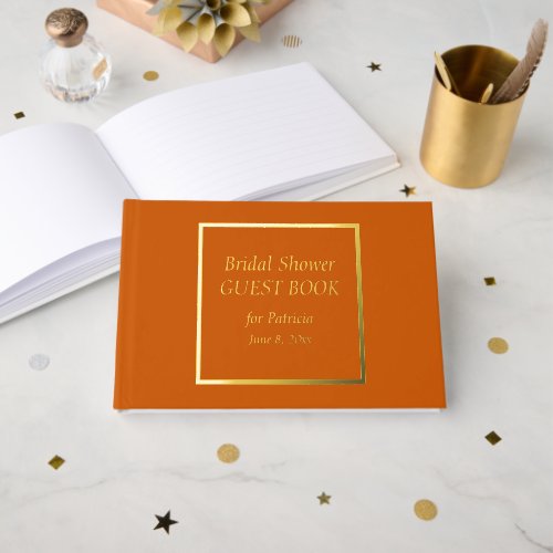 Burnt Orange Simple Bridal Shower Foil Guest Book