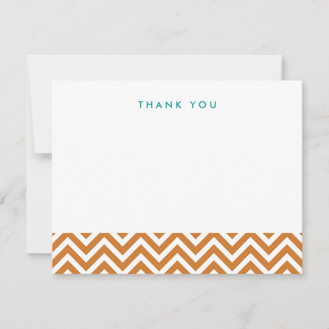 Burnt Orange Simple Chevron Thank You Note Cards (Front)