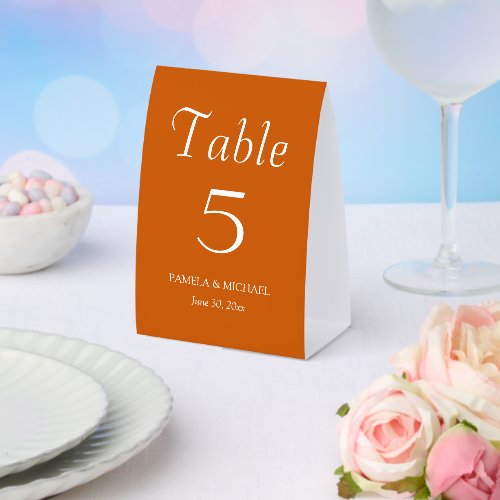 Burnt Orange Simple Style Wedding Paper Table Tent