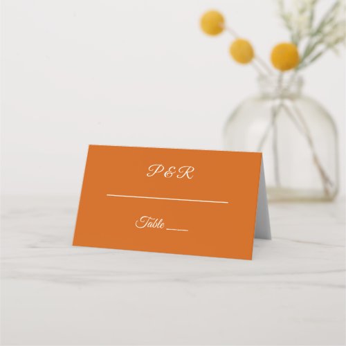 Burnt Orange Simple Stylized Script Wedding Place Card