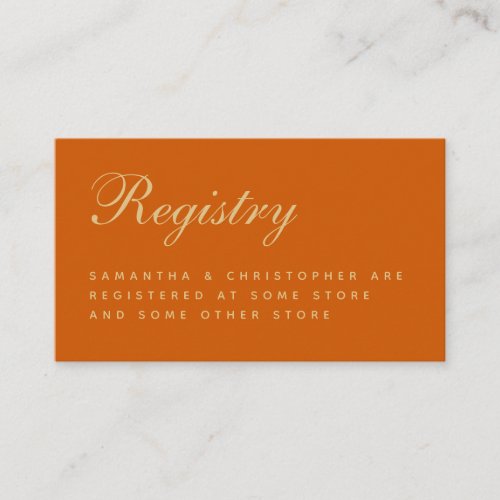 Burnt Orange Simple Wedding Registry Enclosure