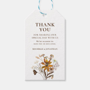 Burnt Orange Simple Wildflower Fall Floral Gift Tags