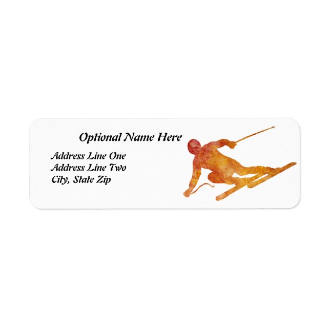 Burnt Orange Skier with Customizable Text Label (Front)