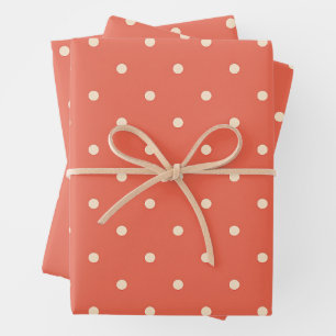 Burnt Orange Small White Spots Wrapping Paper Sheets