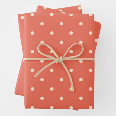 Burnt Orange Small White Spots Wrapping Paper Sheets