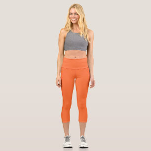 Burnt Orange Solid Color Capri Leggings
