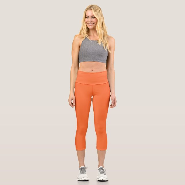 Burnt Orange Solid Color Capri Leggings (Front)
