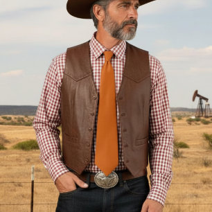 burnt orange solid color no2 neck tie