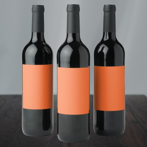 Burnt Orange Solid Color Wine Label