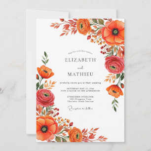 Burnt Orange Spectacular Autumnal Wedding Invitation