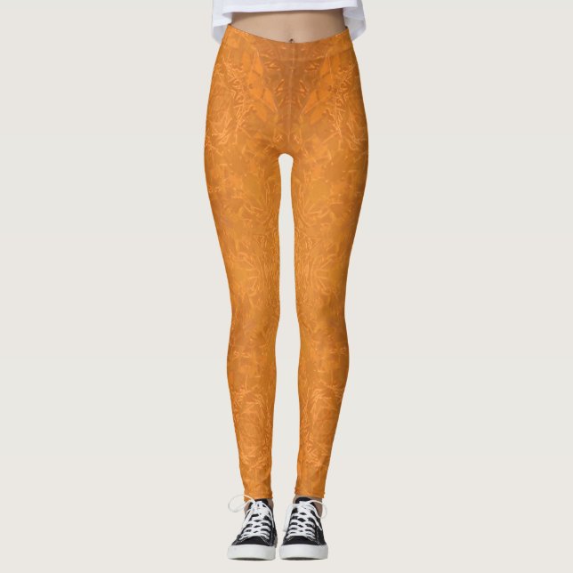 Burnt Orange Star Kaleidoscope Leggings (Front)