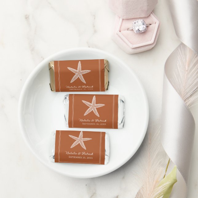 Burnt Orange Starfish Hershey's Miniatures (Wedding)