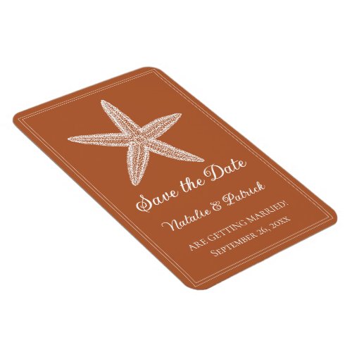 Burnt Orange Starfish Save the Date Magnet