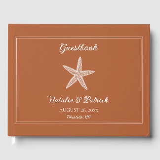 Burnt Orange Starfish Wedding Guest Book