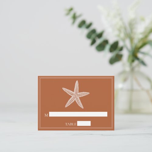 Burnt Orange Starfish Wedding Place Cards