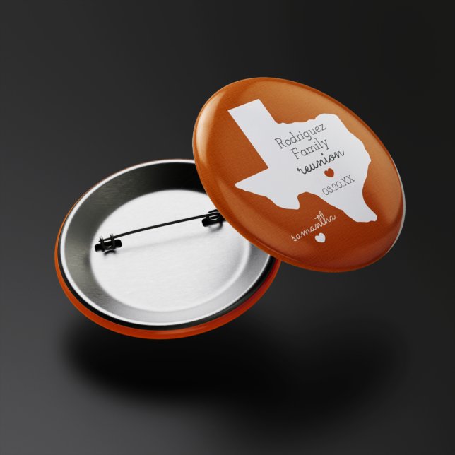 Burnt Orange State of Texas Family Reunion Button (Creator Uploaded)