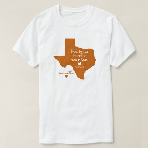 Burnt Orange State of Texas Family Reunion T_Shirt