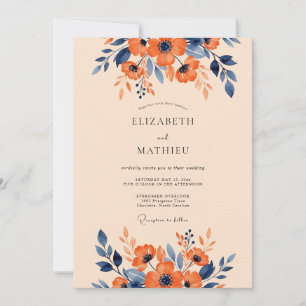 Burnt Orange Stately Autumnal Wedding Invitation