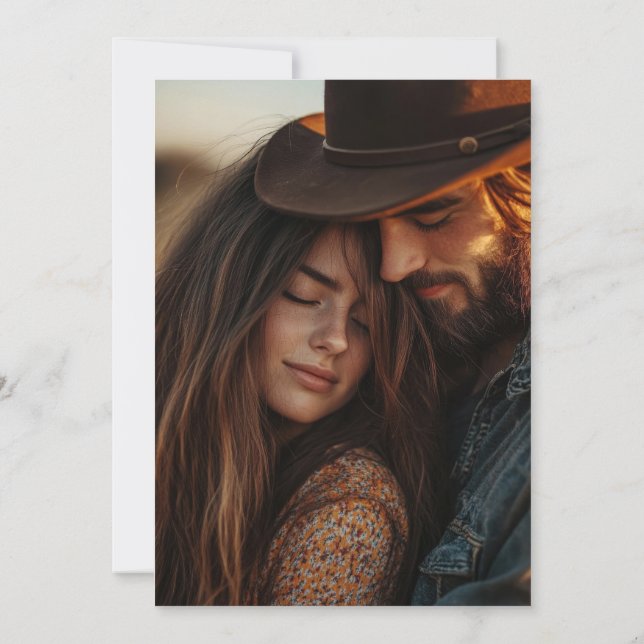 Burnt Orange String Lights Modern Script Save the Save The Date (Back)