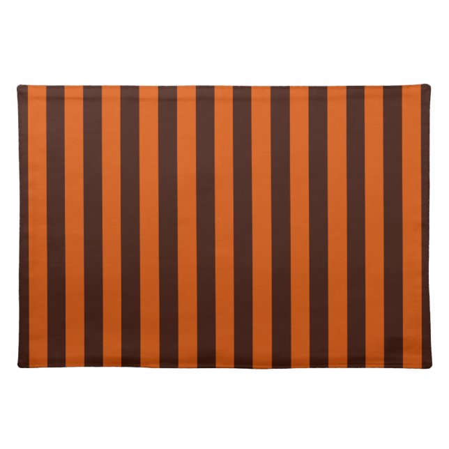Burnt Orange Stripes Vertical Cloth Placemat (Front)