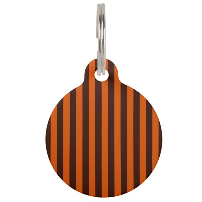 Burnt Orange Stripes Vertical Pet ID Tag (Front)
