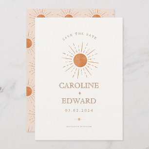 Burnt Orange Sun Retro Boho Save the Date Qr Code