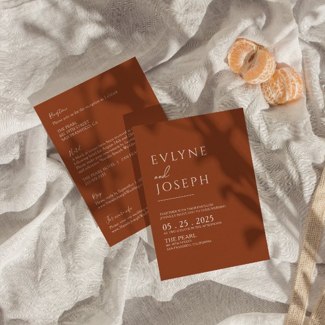 Burnt Orange Terracotta All In One Boho Wedding  Invitation (Creator Uploaded)