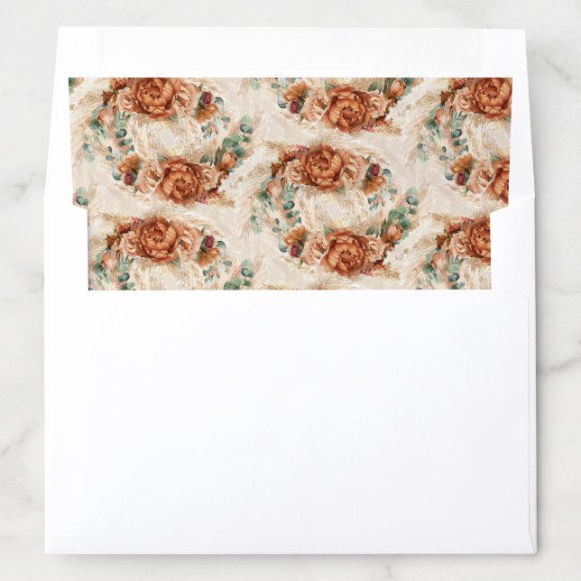 Burnt orange terracotta boho greenery foliage arch envelope liner (In Envelope)