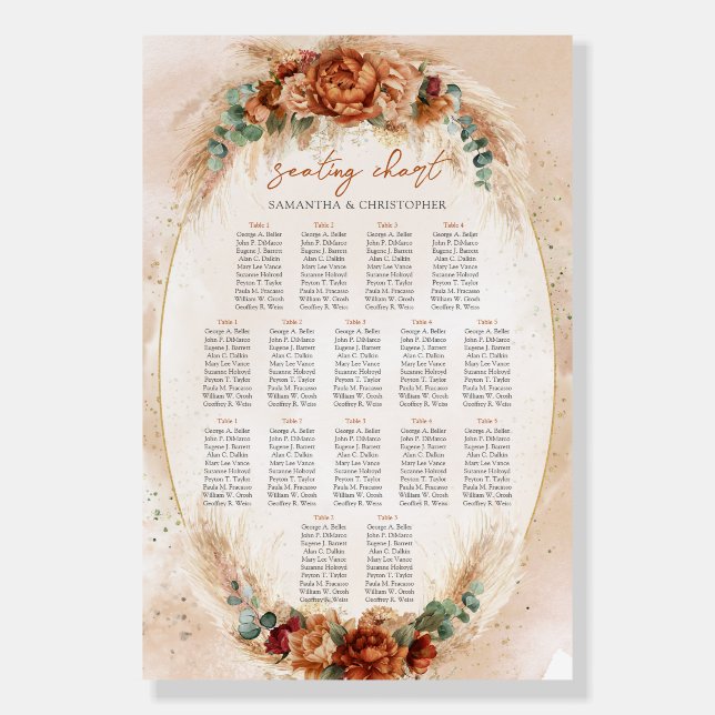 Burnt orange terracotta greenery foliage pampas foam board (Front)