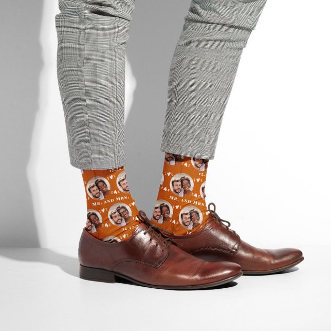  Burnt Orange Terracotta Newlyweds Photo Pattern  Socks (Creator Uploaded)